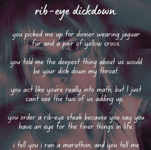 rib eye dickdown: poem lyric cards