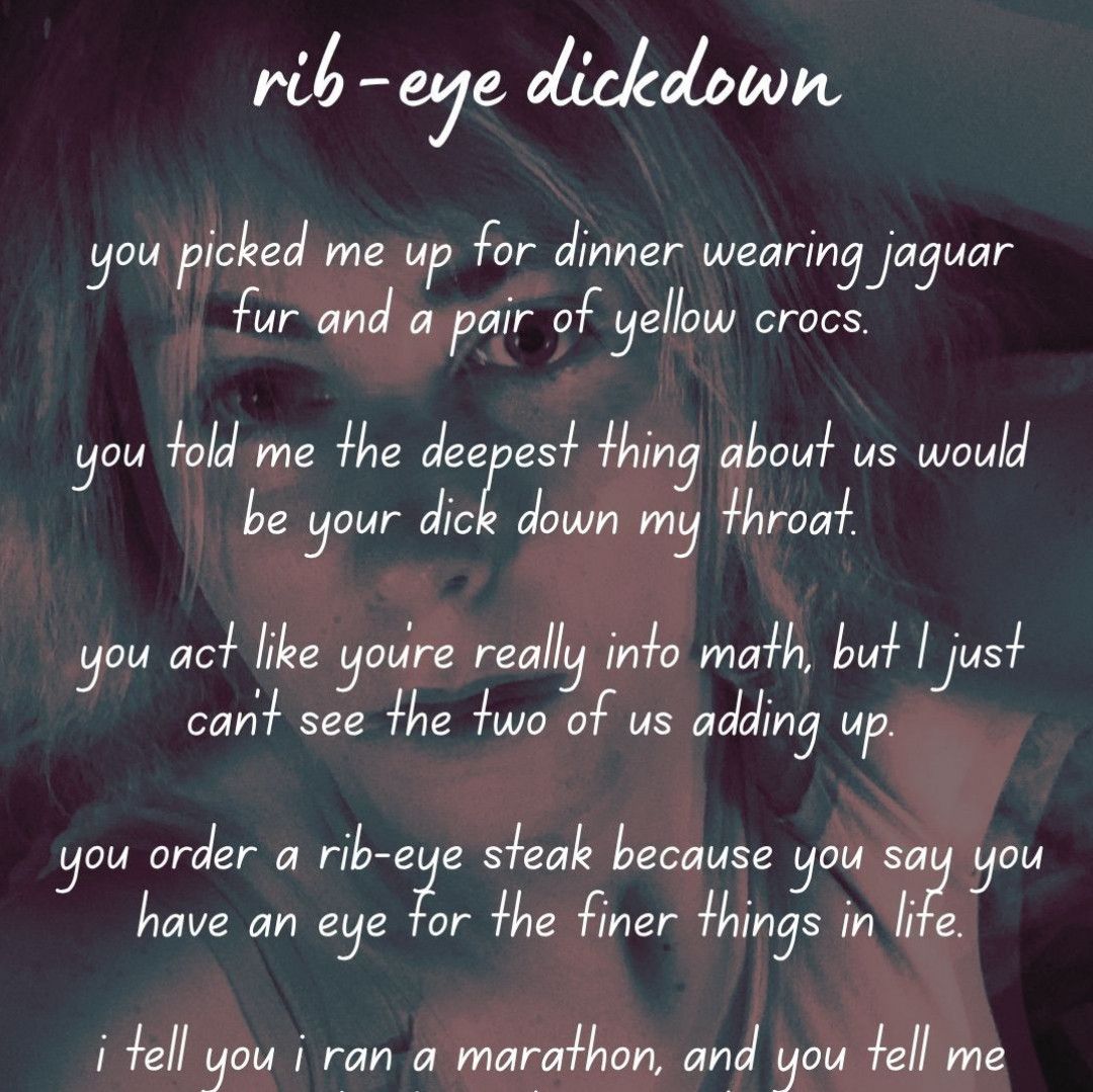 rib eye dickdown: poem lyric cards