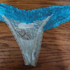 Lace Thong Panties Blue