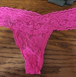 Lace Thong Panties Neon Pink