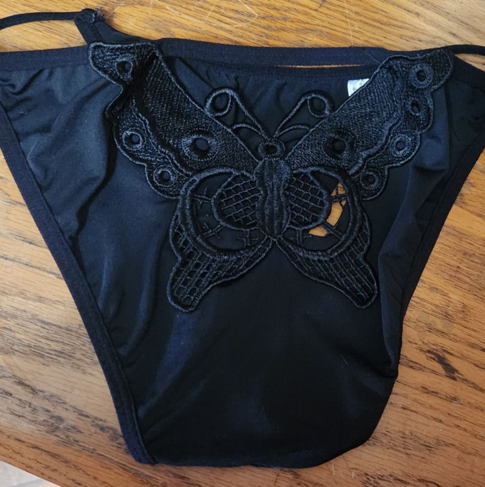 Spandex Butterfly Panties Black