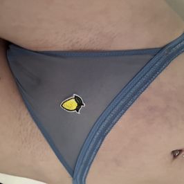 Sheer blue lemon print thong