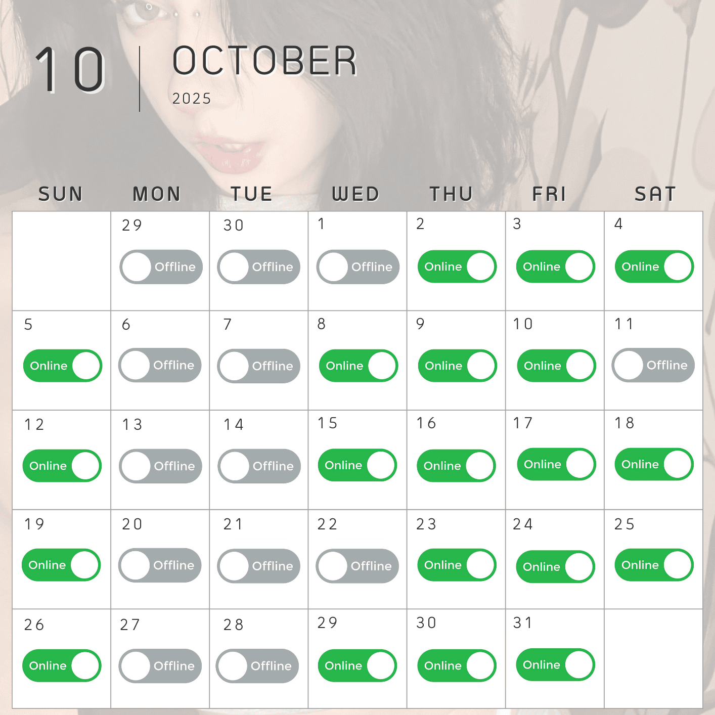 Schedule for October