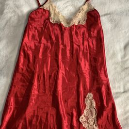Red Satin Nighty With Lace