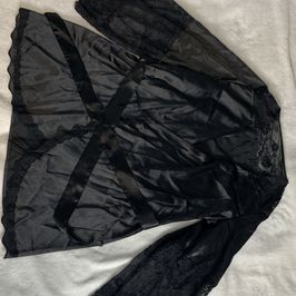 Black Satin with Lace Detail