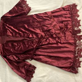 Maroon Satin Nighty with Lace