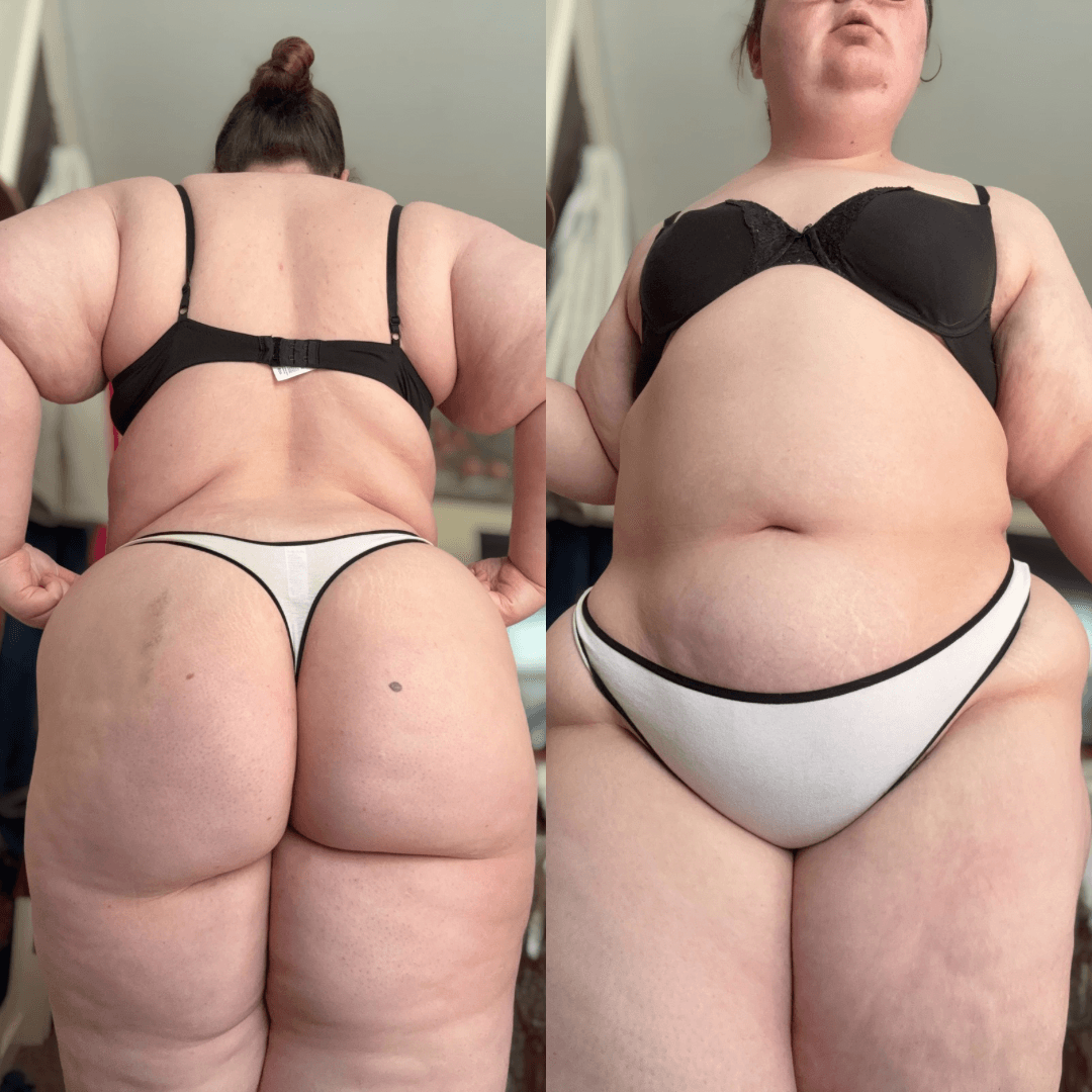 Worn Black and White Thong Panties
