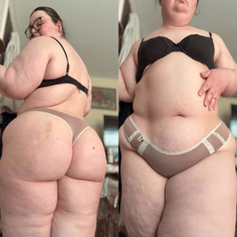 Worn White and Tan Lace Panties