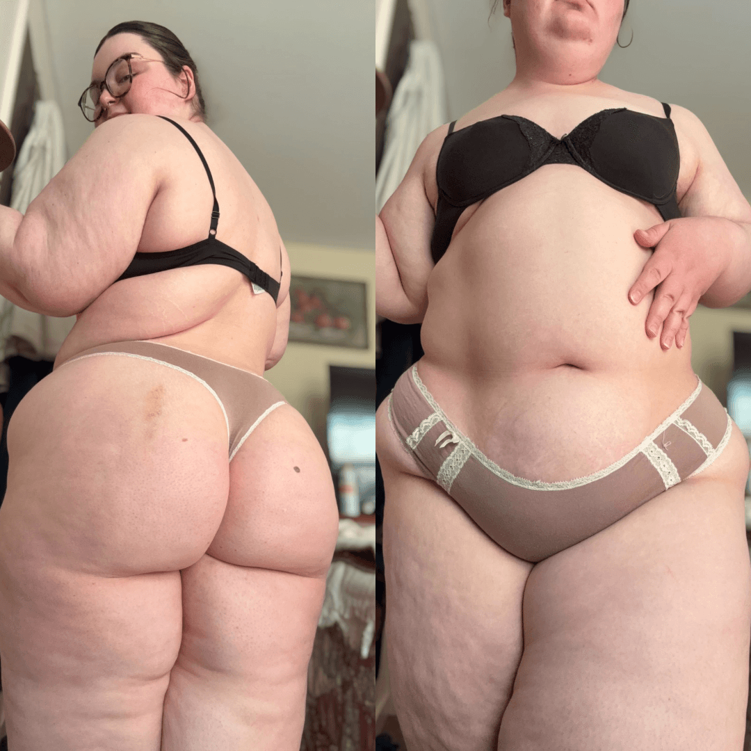 Worn White and Tan Lace Panties