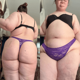 Worn Purple Lace Thong Panties