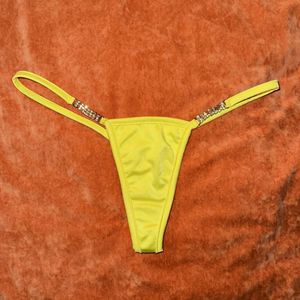 Worn Sparkly Yellow Stripper Thong Underwear