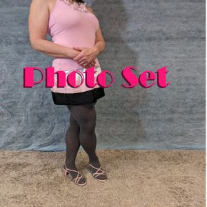 Gray Tights Pink outfit photo set