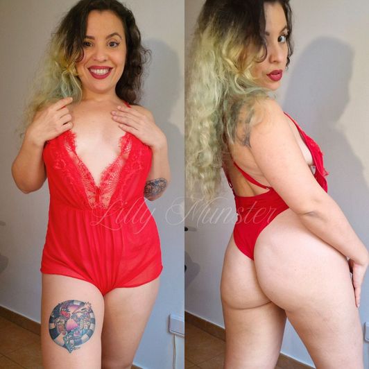 Worn Red Teddy Lingerie
