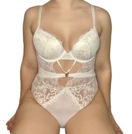 White Lace Thong Lingerie Bodysuit