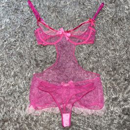 Hot Pink Sexy Mesh Lingerie Set