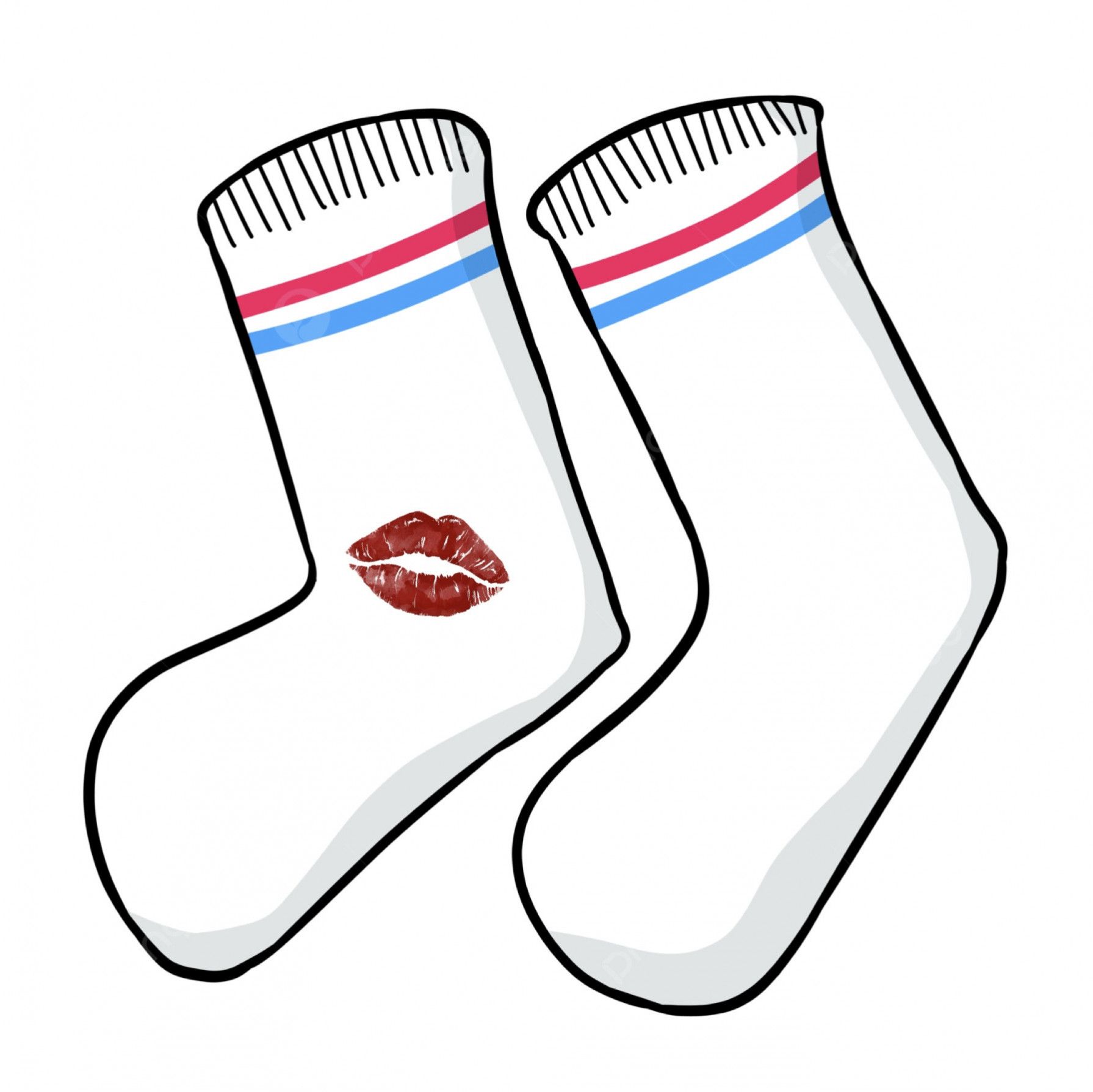 White Dirty Lipstick Kiss Socks