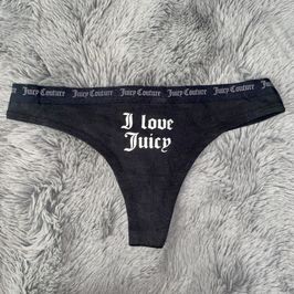 Juicy Couture Black Cotton Thong Panties
