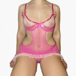 Hot Pink Sexy Mesh Lingerie Set