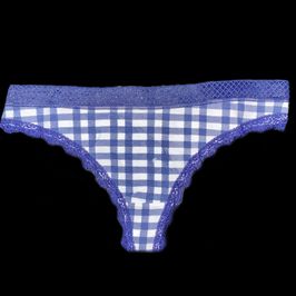 Lace Trim Cotton Thong Panties