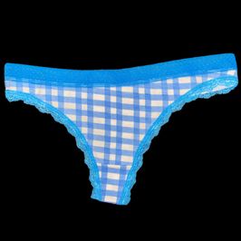 Lace Trim Cotton Thong Panties
