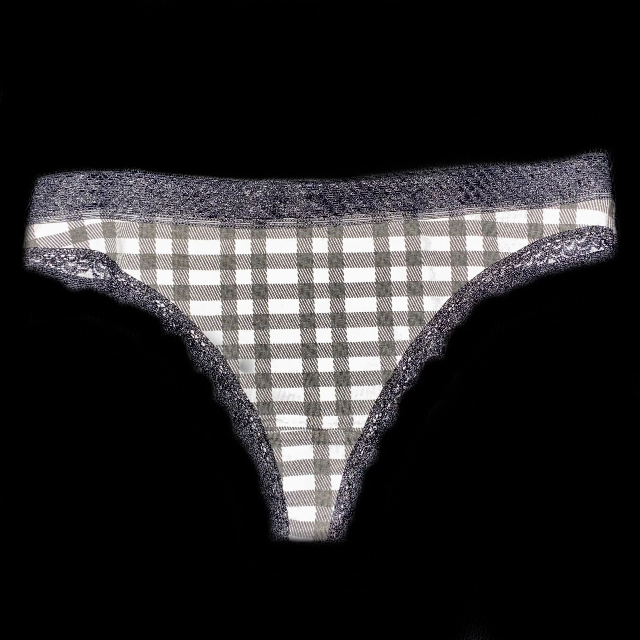 Lace Trim Cotton Thong Panties