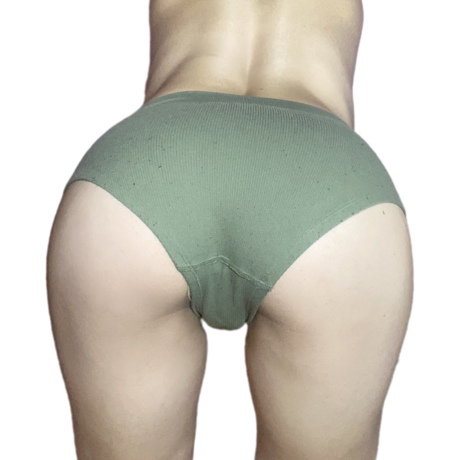 Green Ribbed Full Coverage Panties