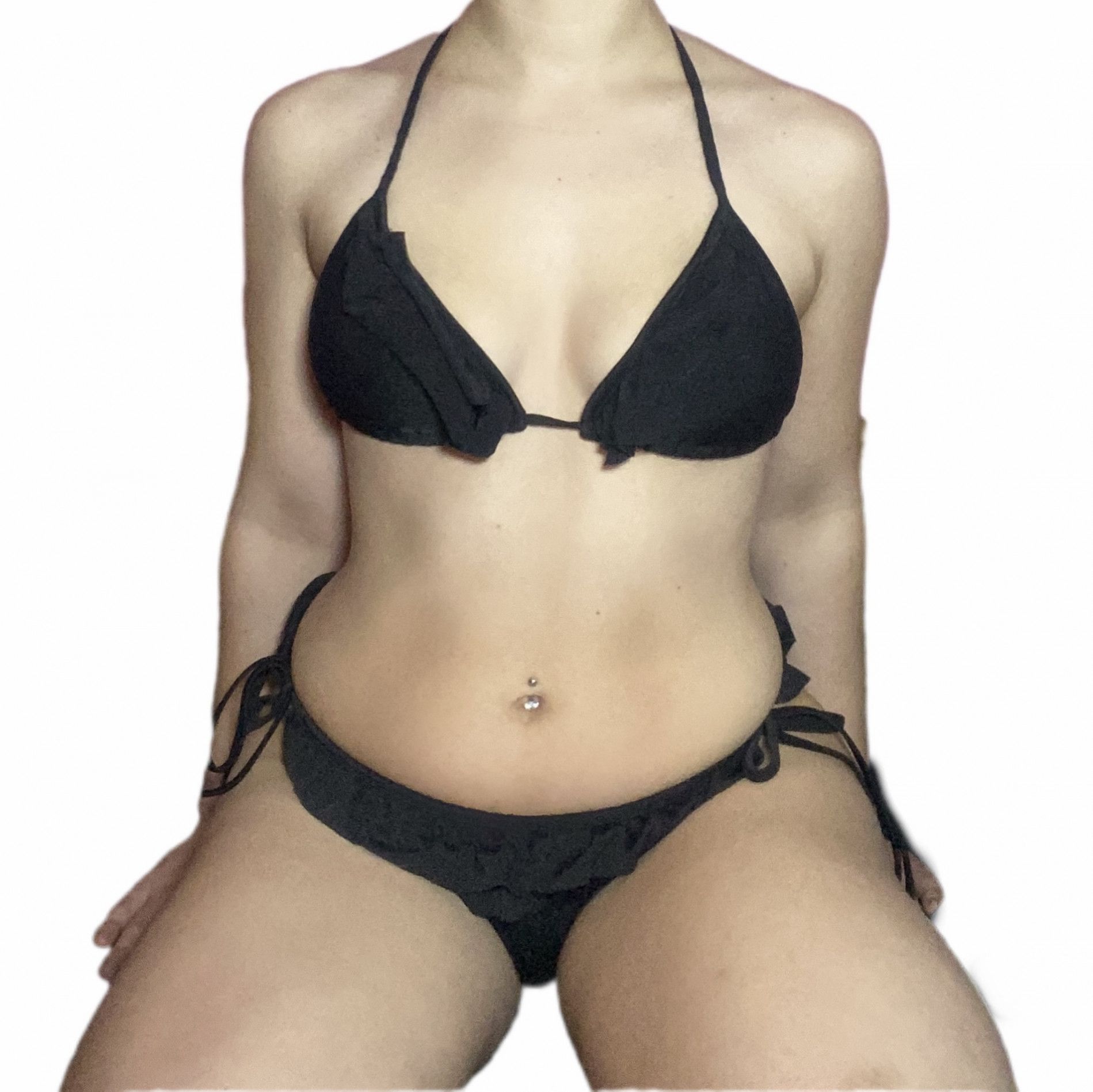 Black Ruffle Bikini Set