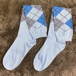 Blue Knee High Argyle Socks