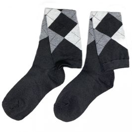 Black Knee High Argyle Socks