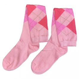 Pink Knee High Argyle Socks