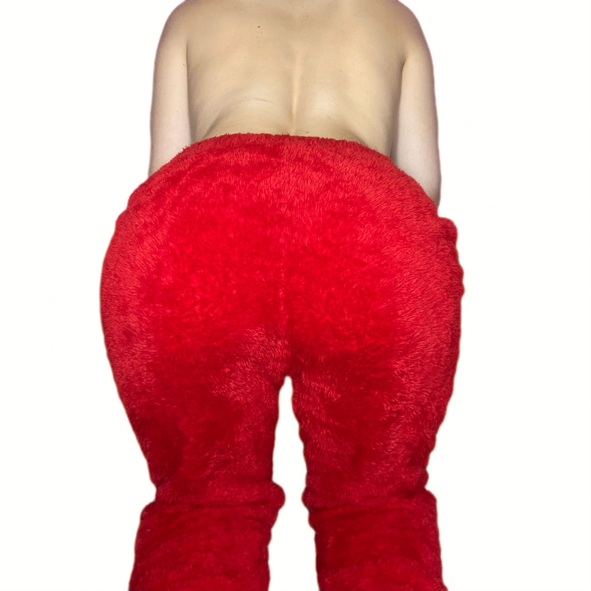 Red Fuzzy Drawstring Jogger Pyjama Pants