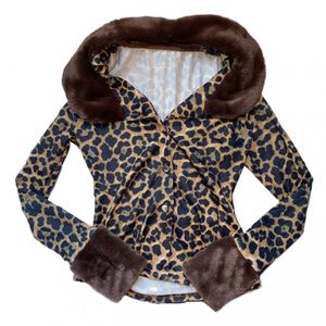 Cheetah Print Fur Trim Button Up Shirt
