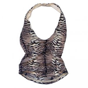 Glitter Tiger Print Halter Tank Top