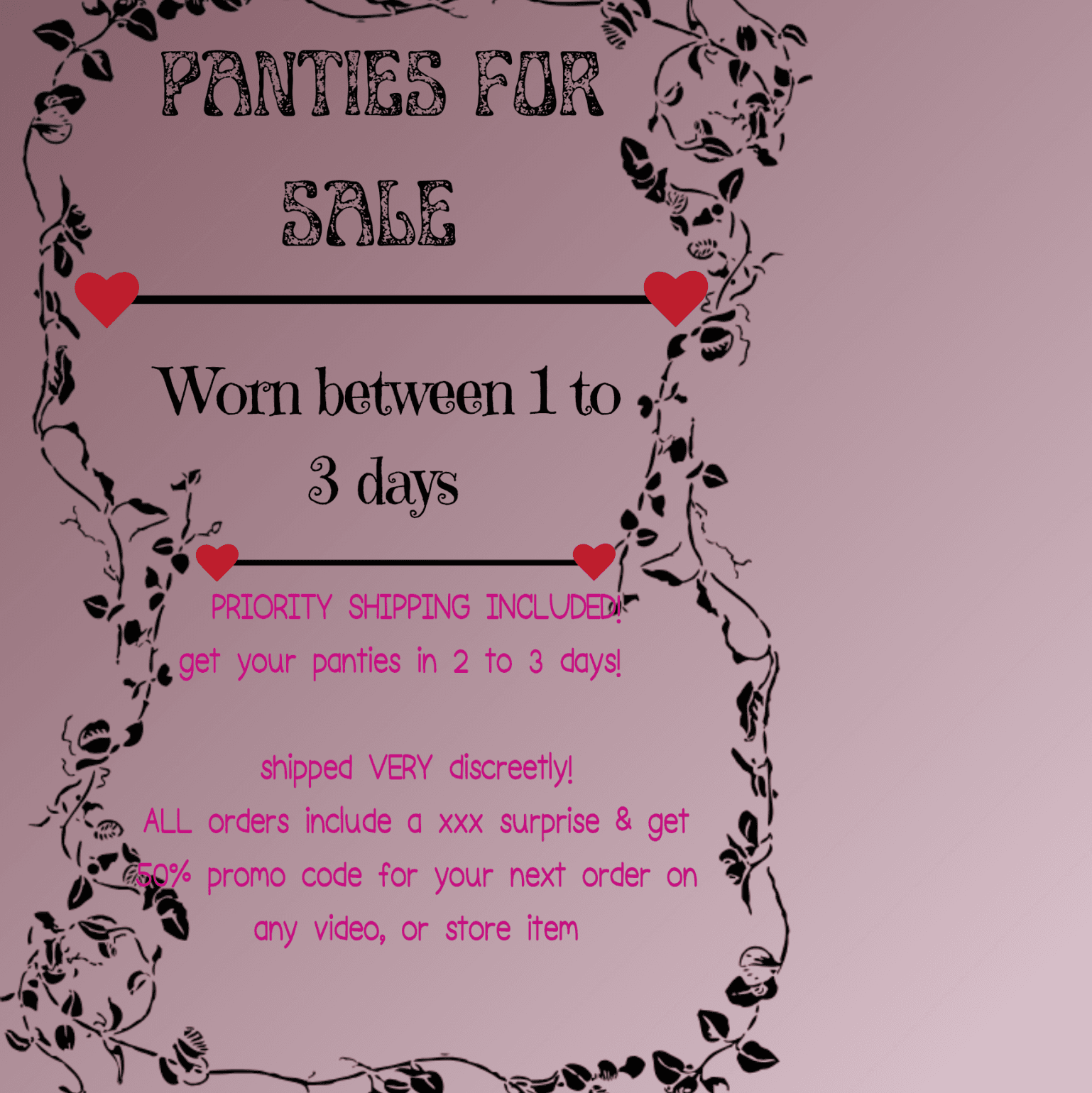 Buy my worn panties 1 to 3 days BOGO SALE: READ DESCRIPTION