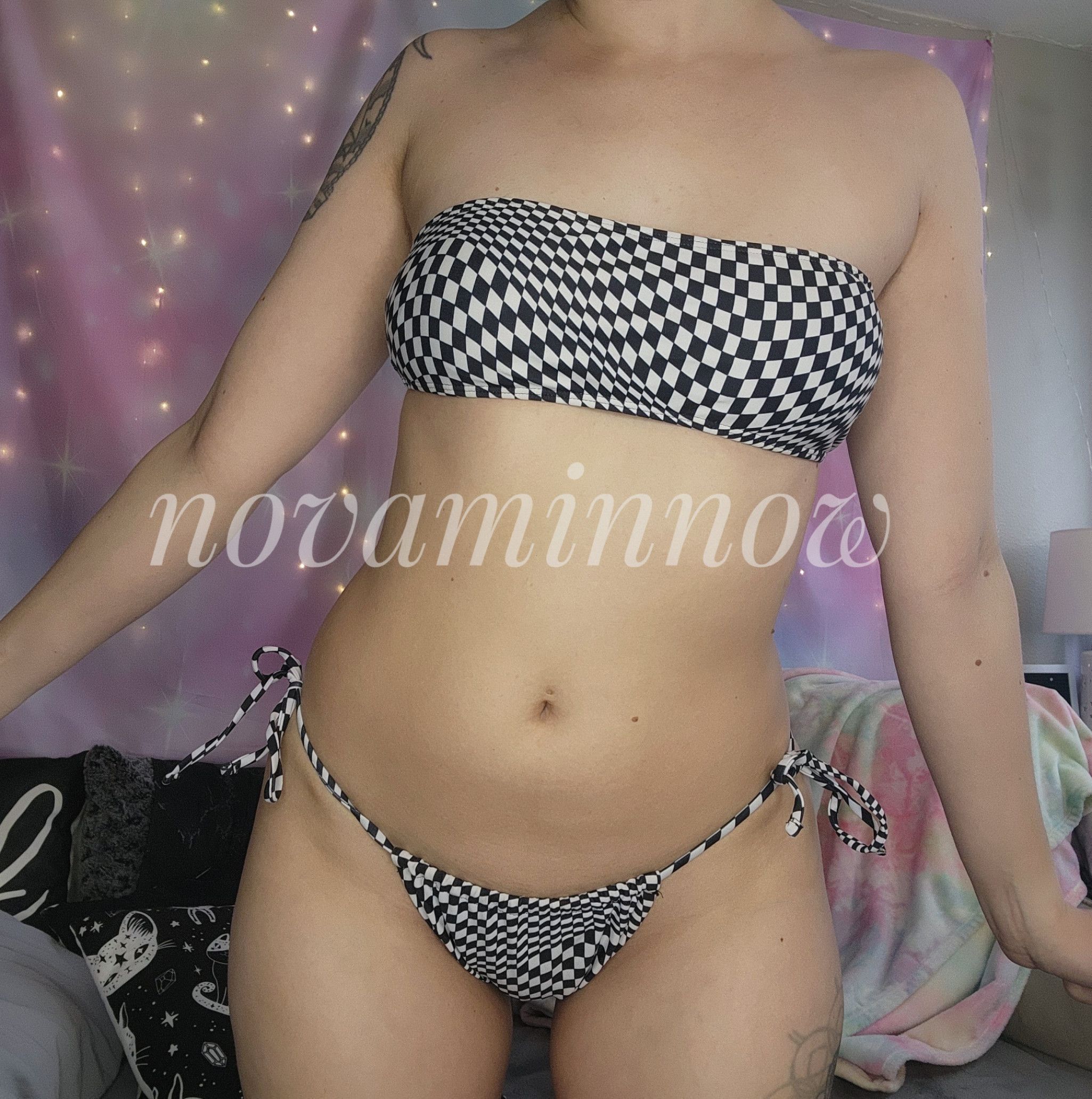 strapless checker bikini
