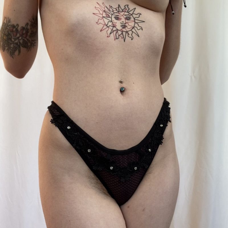 Jewelled Mesh Black and Purple Thong