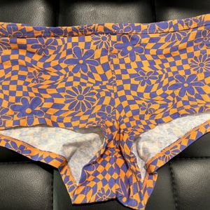 Stained Sweaty and Wet Cotton Orange and Purple Panties