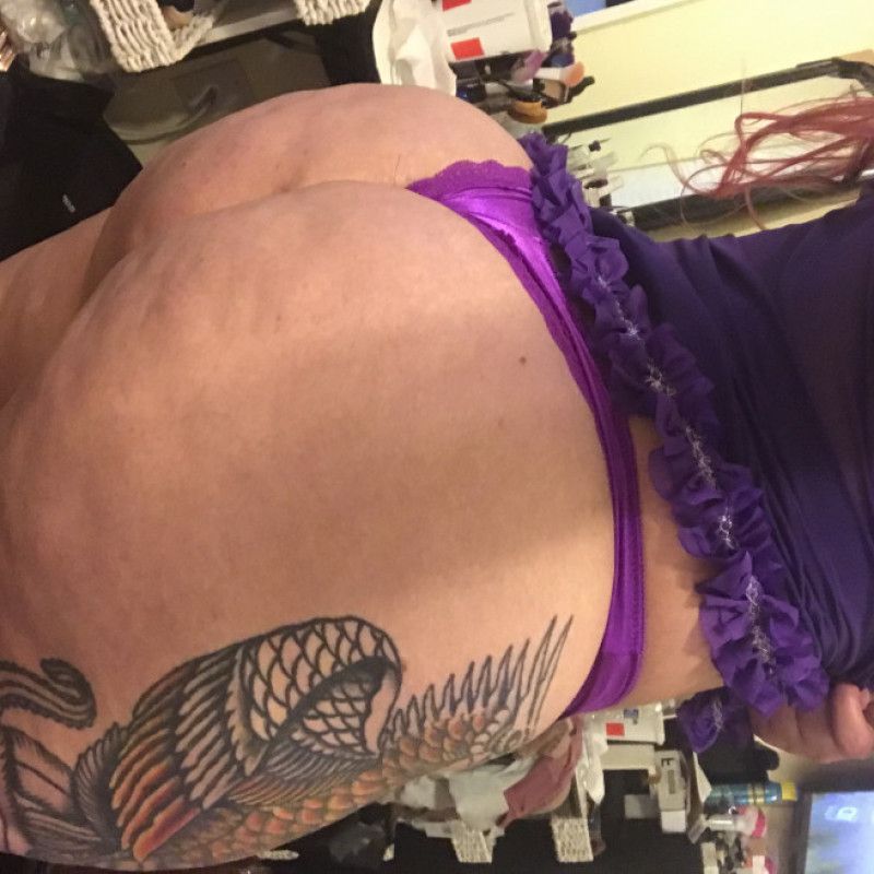 Purple satin thong panties