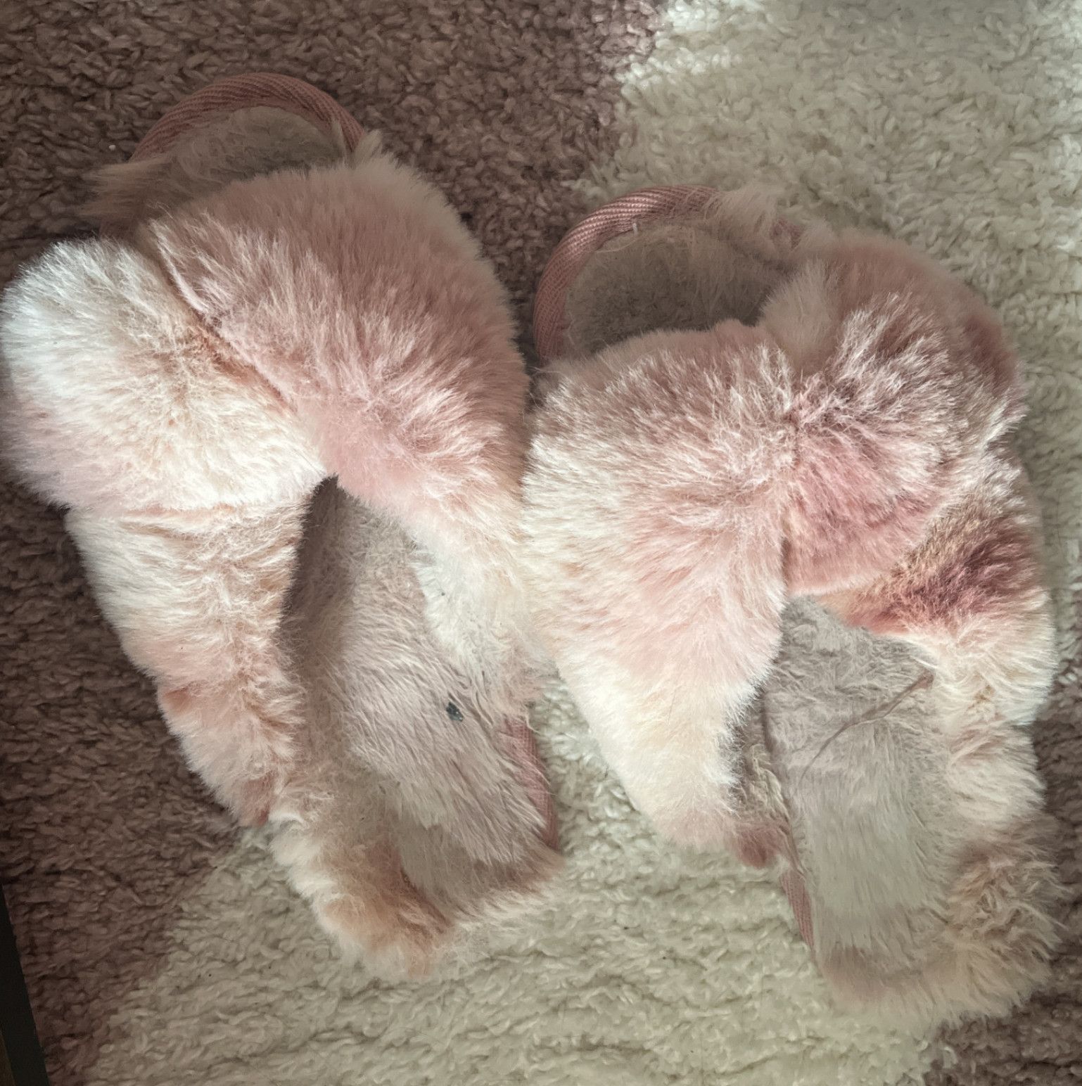 Dirty pink fluffy slippers 2yrs worn