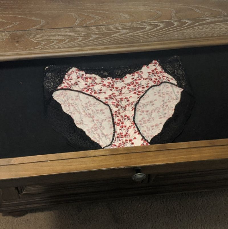 Red Floral with Black Lace Panties