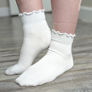 White Ruffle Ankle Socks