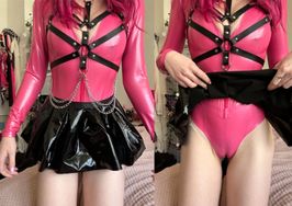 WORN PINK LATEX BODYSUIT