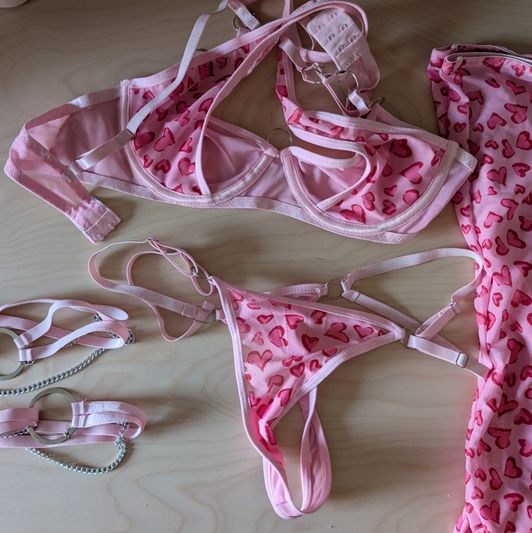 Used pink lingerie set