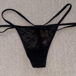 SALE Black Polka Sheer Strappy Thong