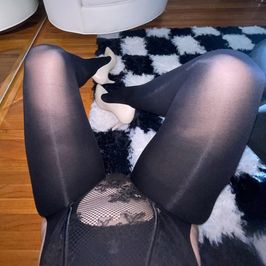 Black Suspender Garter Tights Crotchless