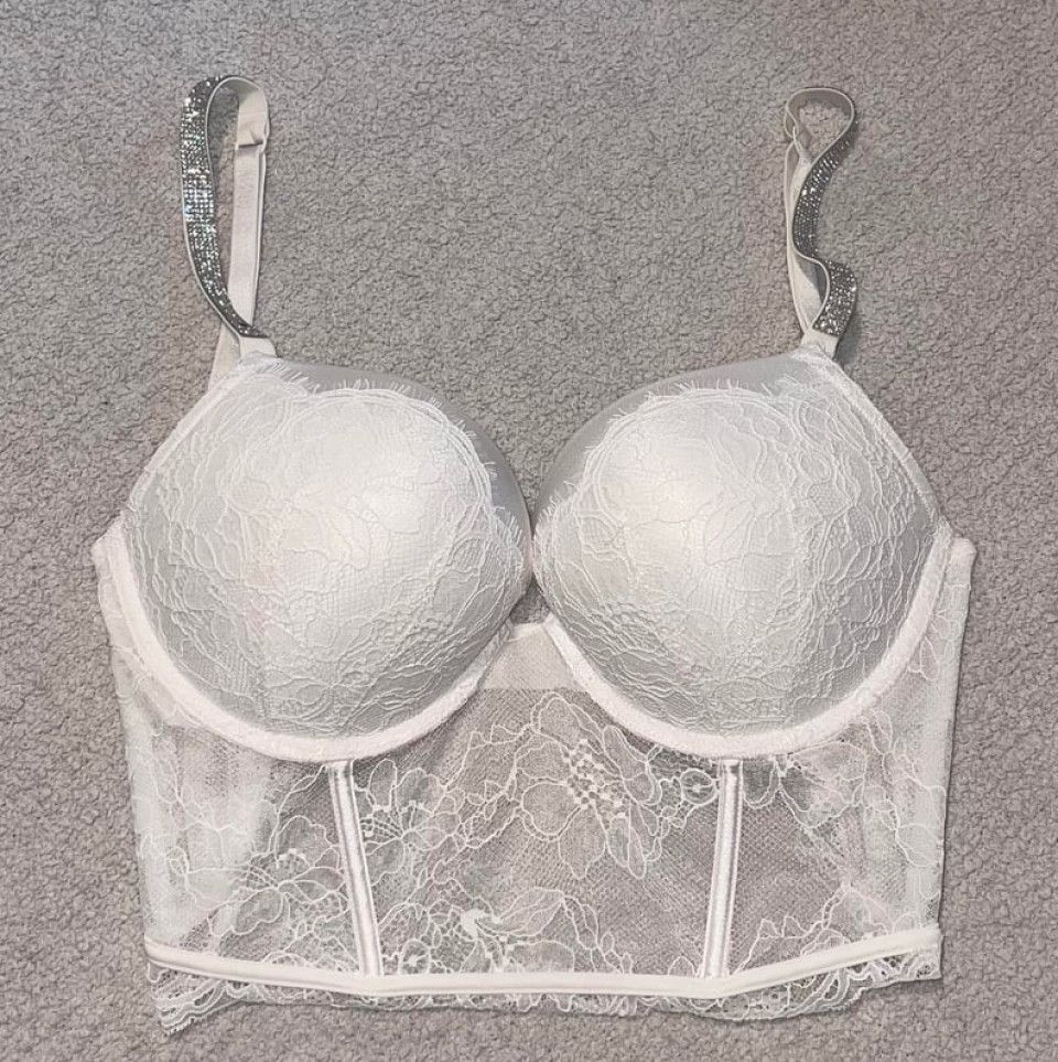 VS White Shine Strap Corset Push Up