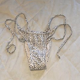 White Polka Side Tie Bikini Bottom