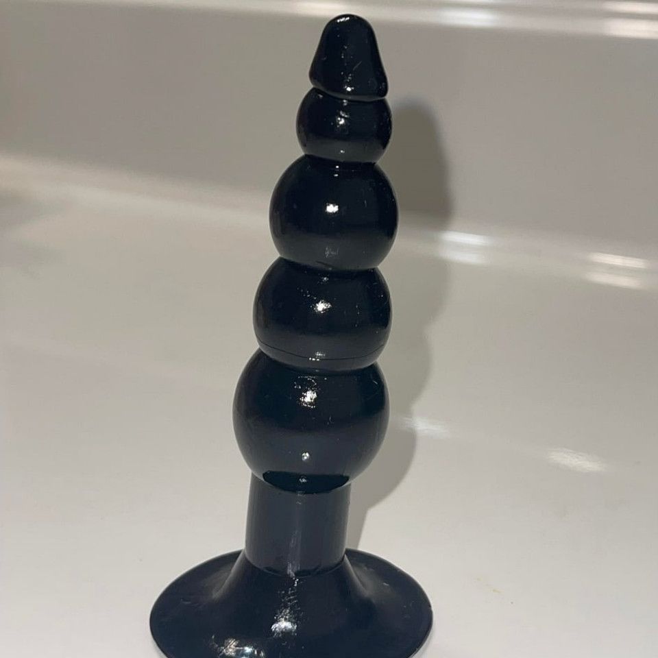 Small Black Anal Ripple Bulb Plug w Suction