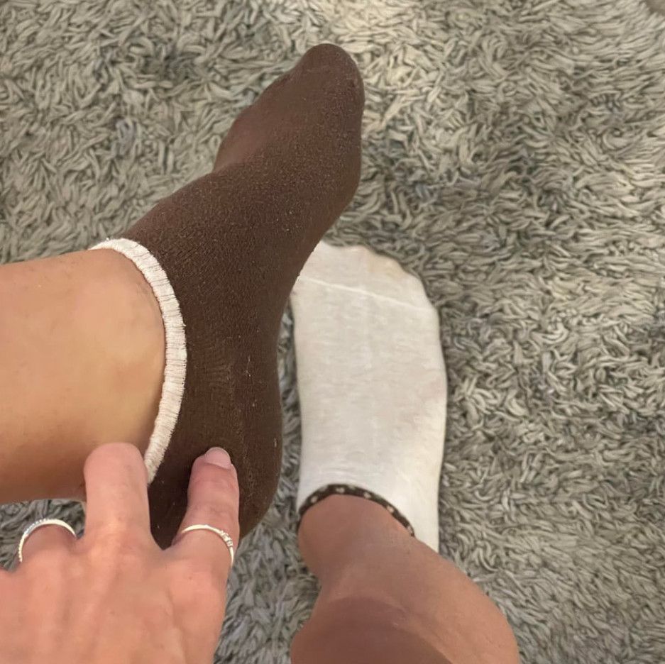 Brown and White Ankle Socks