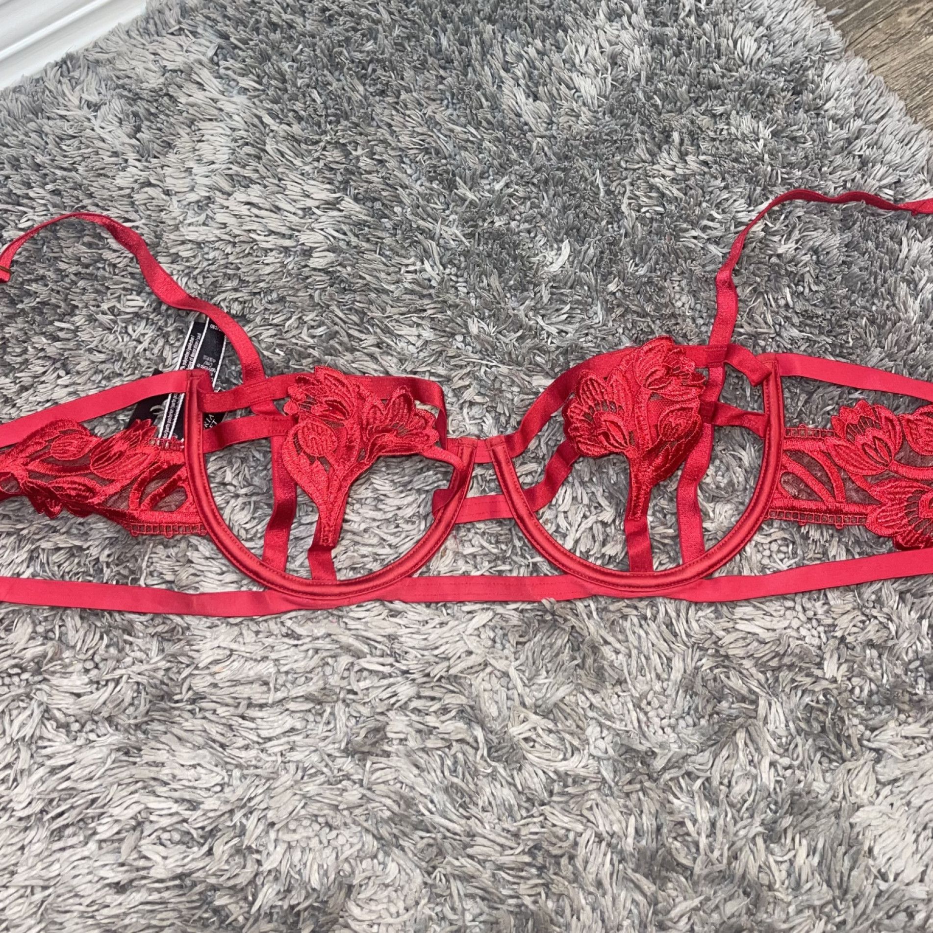 Red Strappy Bondage Bra